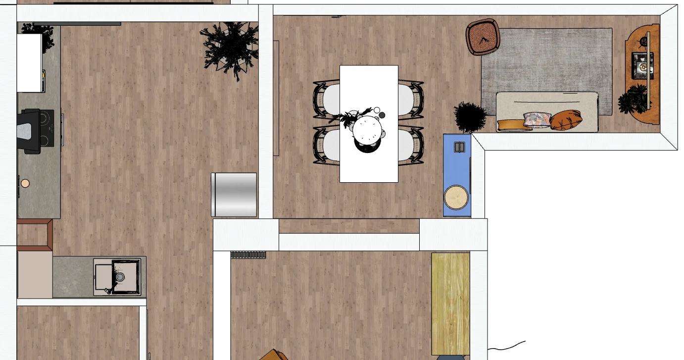 Plan d'aménagement de la cuisine et de la salle à manger